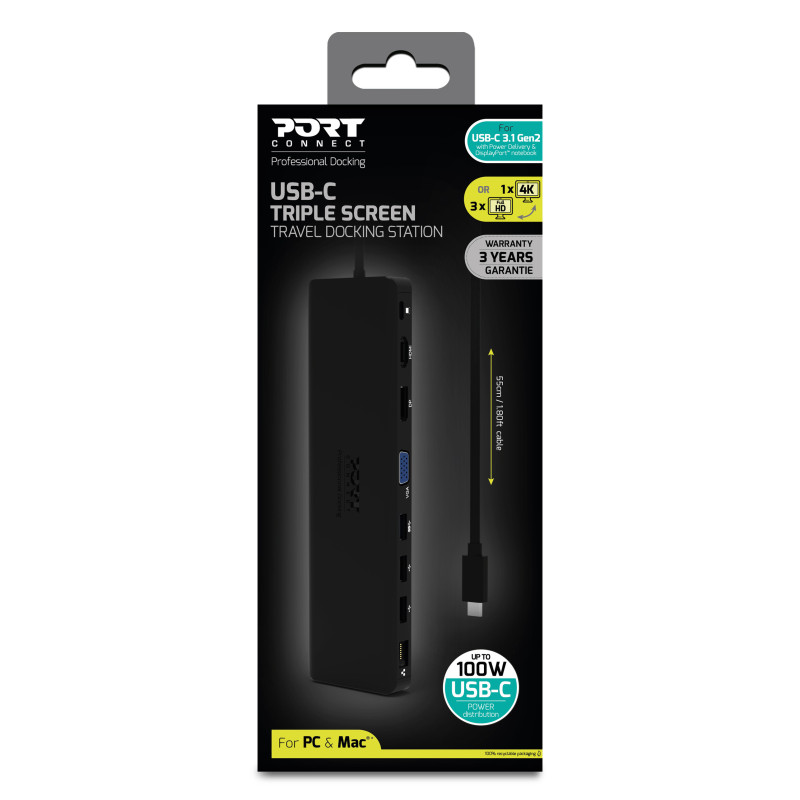 DOCK.STAT. PORT CONNECT TYPE C TRAVEL 1X4K/USB-A/USB-C/DP/HDMI/VGA/RJ45 - Imagem 6